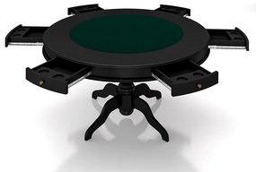 Conjunto Mesa de Jogos Carteado Bellagio Tampo Reversível e 6 Cadeiras Madeira Poker PU Caramelo/Preto G42 - Gran Belo