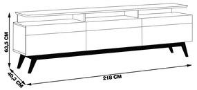 Rack Bancada 3 Gavetas com Nicho 218cm Amy Off White/Nature G29 - Gran Belo