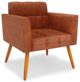 Poltrona Elisa Corano Nozes Pés Palito Castanho D03 - D'Rossi