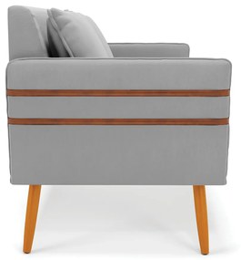 Namoradeira 02 Lugares Mari Suede Cinza Pés Palito Castanho - D'Rossi