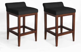 kit 2 Banquetas Alta Lotus Base Madeira Maciça Estofada Suede Preto