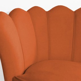 Poltrona Decorativa Dália Pés Palito Veludo Telha