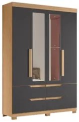 Guarda Roupa Casal 240cm com Espelho Doble Freijó/Titanium - Albatroz
