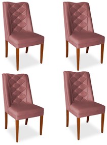 Kit 4 Cadeiras de Jantar Micheli Suede Rose