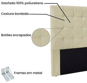 Cabeceira Estofada Polônia 195cm King Size Veludo - ADJ Decor