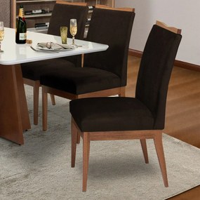 Conjunto 4 Cadeira Decorativa Leticia Veludo Marrom