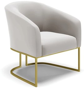 Poltrona Decorativa Base Industrial Dourado Stella Veludo Cinza D03 - D'Rossi