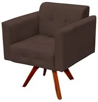 Kit 2 Poltronas Decorativas Base Madeira Giratória Ana Suede Marrom -
