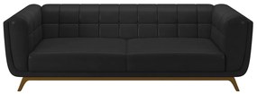 Sofá Decorativo Sala de Estar 240cm Rocket 3 Lugares Base Madeira PU Preto G45 - Gran Belo