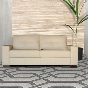 Sofá 3 Lugares Sala de Estar 200cm Milão Couro Off White G03 - Gran Belo