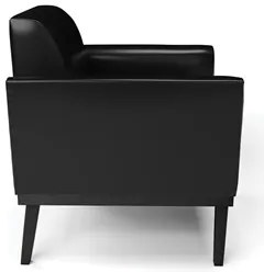 Poltrona Decorativa Base Madeira Preto Maressa Sintético PU Preto- Ibi