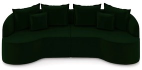 Sofá Living Decorativo Salinas 4 Lugares com Almofadas 290cm Modulado Veludo Verde G33 - Gran Belo