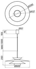 Pendente Tule Led Ø50X30Cm 26,5W Bivolt - Usina 19800/50 (FN-F - Fendi Fosco, 3000k)