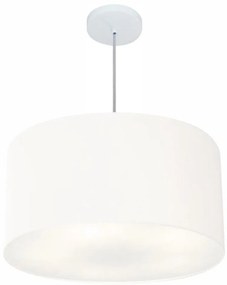 Lustre Pendente Cilíndrico Md-4101 Cúpula em Tecido 60x30cm Branco - Bivolt