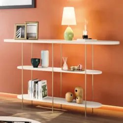 Aparador de Sala com Prateleiras Pé Metal Infinity Off White - HB Móve