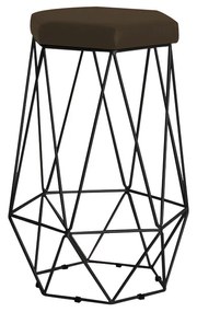 Banqueta Decorativa Rubel Base Preta Suede Marrom G41 - Gran Belo