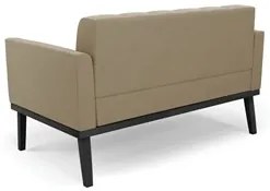Sofá Namoradeira Base Madeira Preto Ana Suede Marrom RT - Ibiza