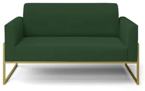 Sofá Namoradeira Base Industrial Alta Dourado Marisa Veludo D03 - D'Rossi - Verde