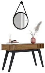 Aparador Para Sala de Estar Valerie Com Espelho Adnet 67cm C05 Preto/N
