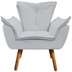Poltrona Sala de Estar Pé Palito de Madeira Kit 2 Opala Corino D03 - D'Rossi - Cinza
