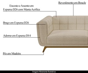 Sofá Decorativo Sala de Estar 180cm Rocket 2 Lugares Base Madeira Boucle Bege G45 - Gran Belo