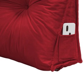 Almofada para Cabeceira Mel 1,00 m Solteiro Travesseiro Apoio para Encosto Macia Formato Triângulo Suede Vermelho
