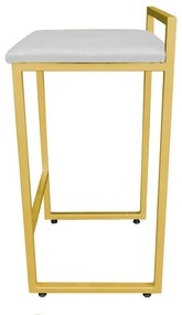 Banqueta Alta Lavínia Suede Cinza Base Dourado D'Rossi
