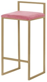 Banqueta Decorativa Selena Base Gold Suede Rosa G41 - Gran Belo
