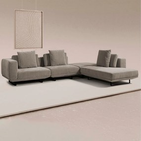 Sofá Modulado Sala de Estar Carmen 532cm Pés de Ferro Linho Rústico Castor G92 - Gran Belo