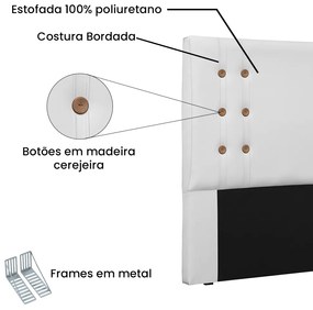 Cabeceira Cama Box Casal Queen 160cm Gênova Corano Branco - Sheep Estofados - Branco