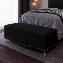 Calçadeira Baú Queen 160cm com Tachas Imperial J02 Sintético Preto - M