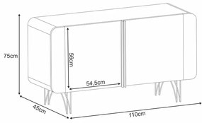 Balcão Aparador Buffet Pé Metal Lossy Off White/Cinamomo H01 - D'Rossi