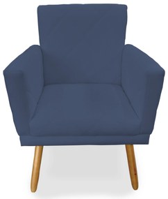 Poltrona Decorativa Lívia Pés Palito Suede Azul - Sheep Estofados - Azul escuro