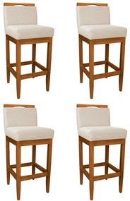 Kit 4 Banquetas Decorativa Elis Veludo Bege