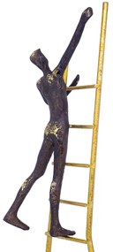 Escultura Decorativa Homem Escada Em Poliresina Preto/dourado 46,5 Cm - D'Rossi