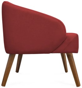 Poltrona Decorativa Lara Pés de Madeira Suede Vermelho - Sheep Estofados - Vermelho