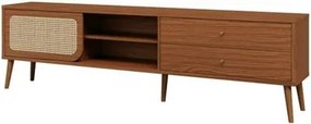 Rack para TV 220cm Até 60 Polegadas 2 Gavetas 1 Porta Curve Pinhão com Palha Dalla Costa