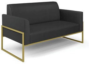 Sofá Namoradeira Base Industrial Alta Dourado Marisa Corino D03 - D'Rossi - Preto