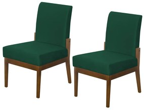 Kit 02 Cadeiras de Jantar Helena Suede Verde Bandeira - Decorar Estofados