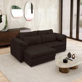 Sofá Retrátil Elétrico Sala de Estar Nolan Bipartido 215cm Conforto Premium em Couro Marrom Manchado G58 - Gran Belo