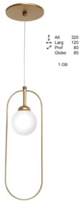 Pendente Wire Esfera Mini 08X12X35Cm Globo Ø8Cm 01Xg9 - Old Artisan Pd... (DOURADO FOSCO, CLEAR (Transparente))