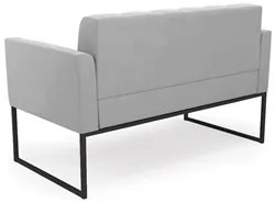 Sofá Namoradeira Base Industrial Preto Ana Suede Cinza - Ibiza