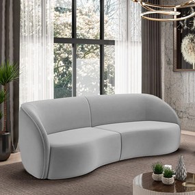 Sofá Decorativo Sala de Estar Bipartido 240cm Clarke Veludo Cinza G45 - Gran Belo