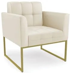Poltrona Base Industrial Dourado Kit 2 Ana Sintético Bege - Ibiza