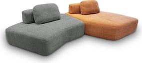 Sofá Ilha Sala de Estar Modulado Dakota com Chaise Encosto Almofadas Soltas Bouclê Rústico Cinza/Terracota G33 - Gran Belo