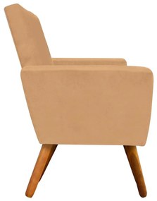 Poltrona Nina Suede Caramelo Sisal Pés Palito Castanho D'Rossi