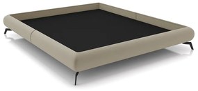 Cama Queen Size Avulsa Bezos Madeira Imunizada Pés em Aço Revestimento Veludo Bege G91 - Gran Belo
