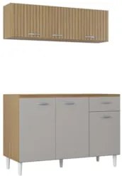 Armário de Cozinha e Balcão 120cm Classic Ripado Damasco/Off Z46 - Mpo