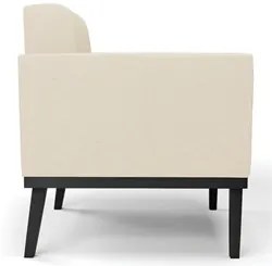 Poltrona Decorativa Base Madeira Preto Ana Linho Bege - Ibiza