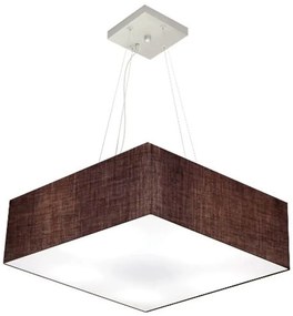Lustre Pendente Quadrado Md-4198 Cúpula em Tecido 15/60x60cm Café - Bivolt